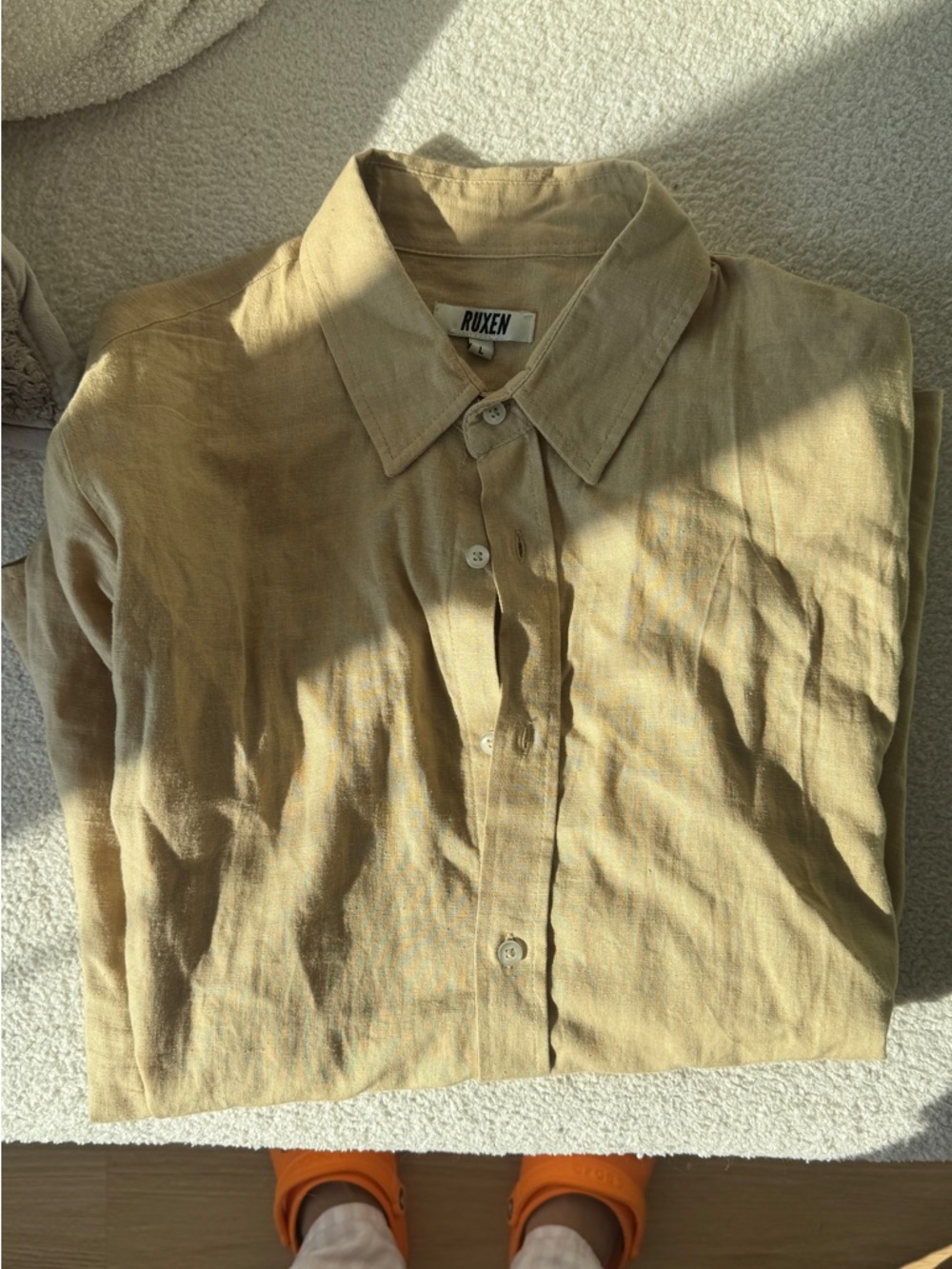Men's linen blend Shirt in Light Tan